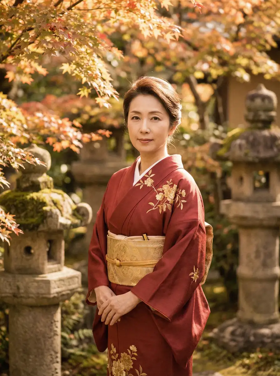 一位身穿暗红色和服的优雅 [日本三级] - 日本三级影院高清播放 | 真实可靠日本三级交流社区 在日式庭院中